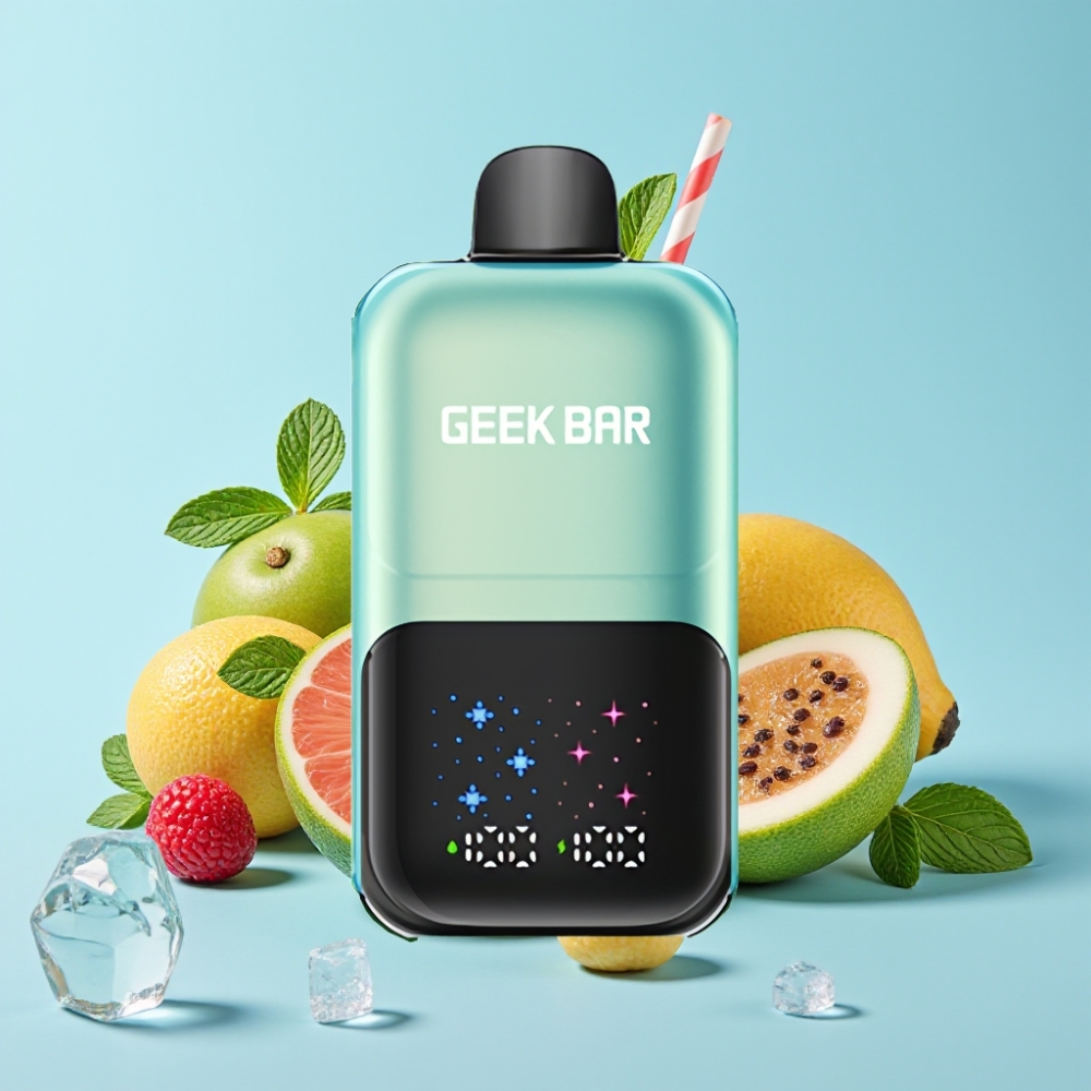 GEEK BAR 2GO 20ml 50000 Pufftia Interaktiivinen Iso Näyttö 3-Tasoinen Virkistävä Maku Jäähile Mint