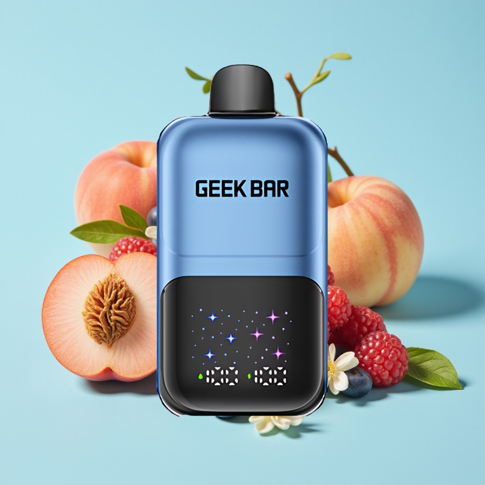 GEEK BAR 2GO Two Series 50000 Puffs Iso Näyttö 3-Tasoa Säätö 20ml Dual Tank Persikka-Marja