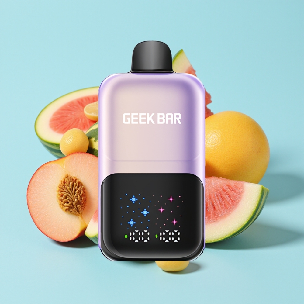 GEEK BAR 2GO Two Series 50000 Puffs Iso Näyttö 3-Tasoinen Säädettävä Persikka Mango Vesimeloni Ice 20ml 5% Niksu