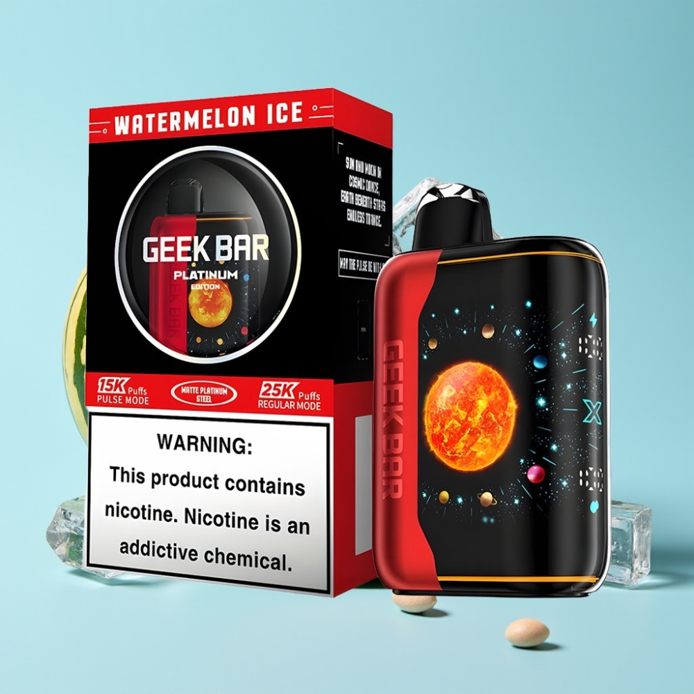 GEEK BAR Platinum Edition 25000 Iskujen Vesimelonijää Premium Matte Platina Teräs USB-C 2%
