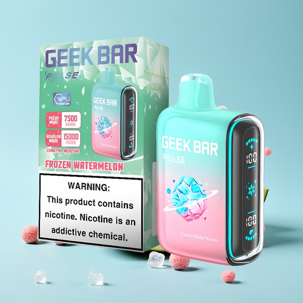 Geek Bar Pulse 15000 Puffs 16ML 5% Nikotiinia Jäätynyt Lähde Adjustable Airflow USB Type-C