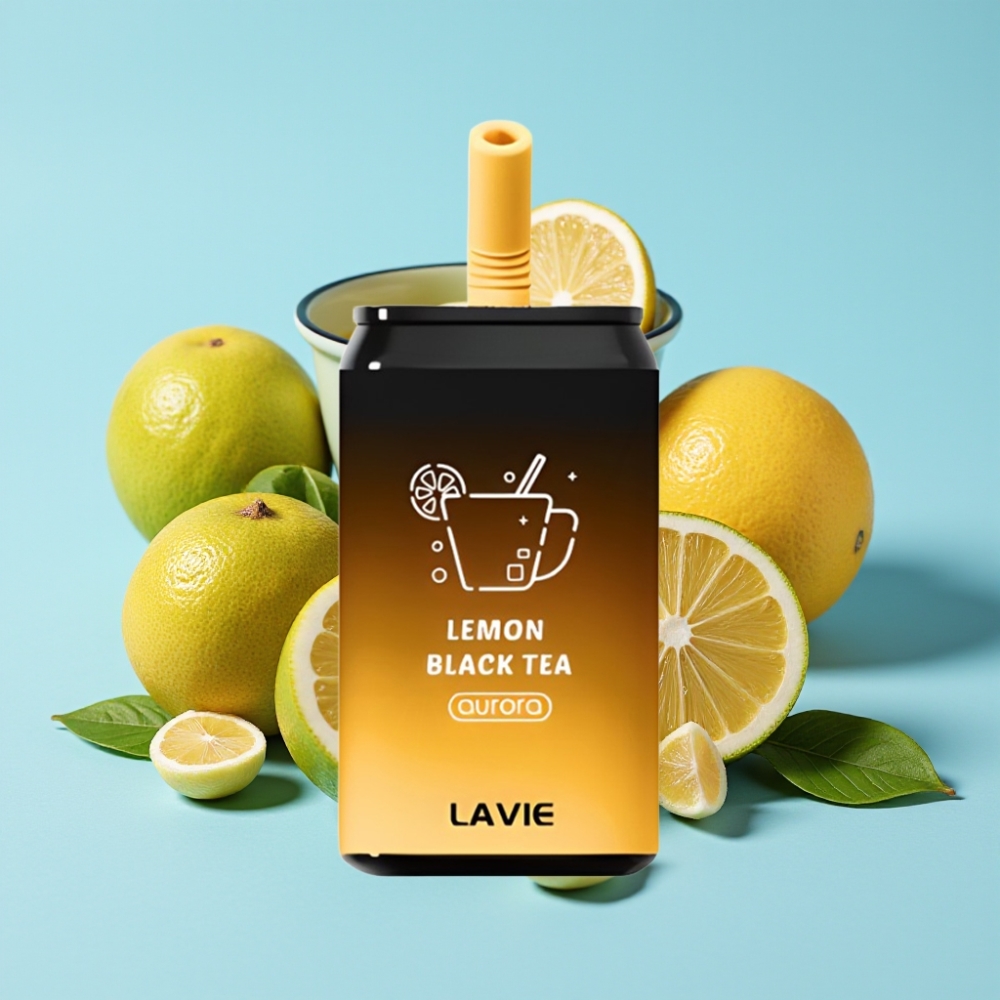 LAVIE Aurora 11000 Puffs 22ML 650mAh Type-C Sitruuna Musta Tee