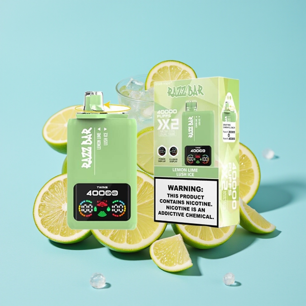 Razz Bar 40000 Puffs Näyttö 1.0Ω×2 LEMON LIME & LUSH ICE