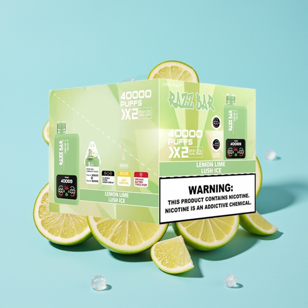 Razz Bar 40000 Puffs Näyttö 1.0Ω×2 LEMON LIME & LUSH ICE