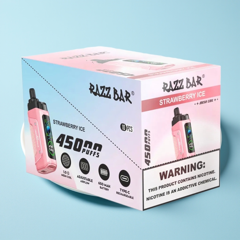 Razz Bar 45000 Puffs 1.0 Ohm Mesh Coil Type-C Ladattu Mansikkajää