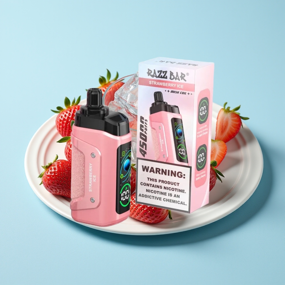 Razz Bar 45000 Puffs 1.0 Ohm Mesh Coil Type-C Ladattu Mansikkajää