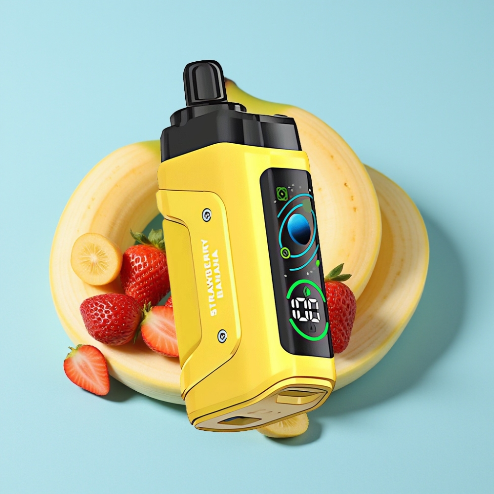Razz Bar 45000 Puffs 1.0 Ohm Mesh Säädettävä Ilmanvirtaus Mansikka-Banaani