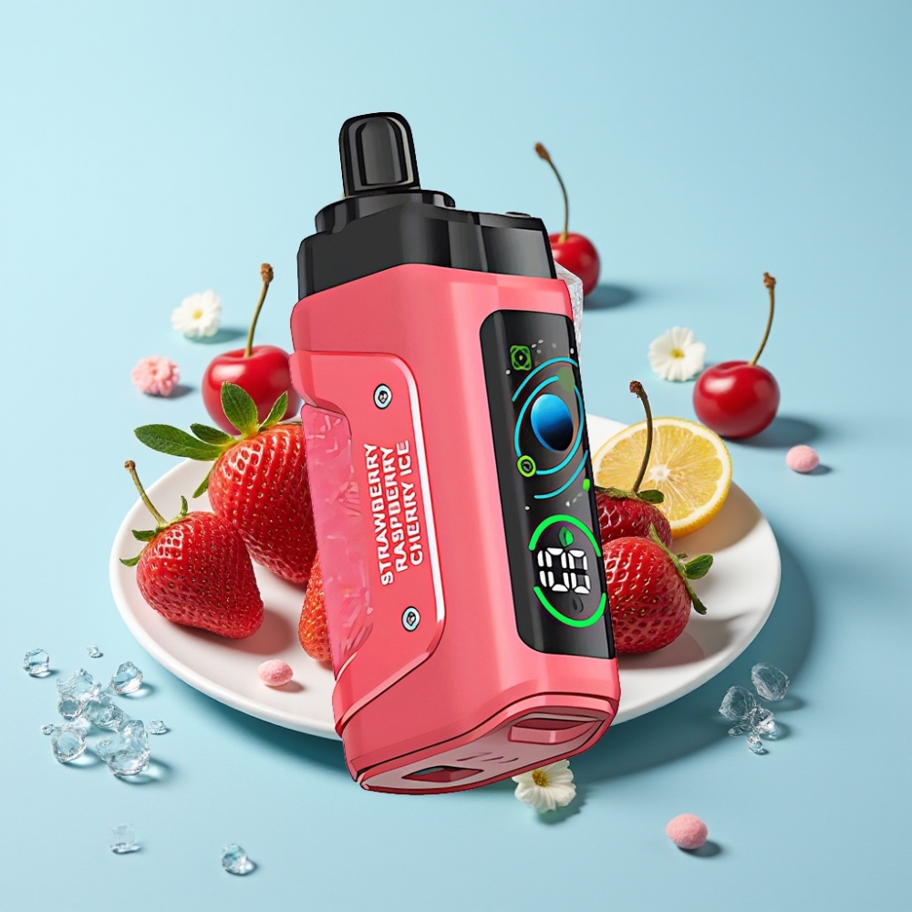 Razz Bar 45000 Puffs 1.0 Ohm Mesh Säädettävä Ilmanvirtaus Mansikka-Kirsikka-Jää