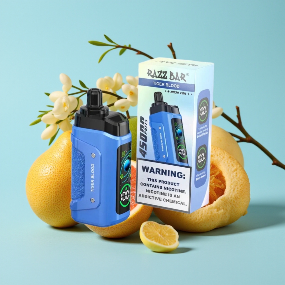 Razz Bar 45000 Puffs Tigerin Veri 1.0 Ohm Mesh Säädettävä Ilmanvirtaus Type-C Ladata