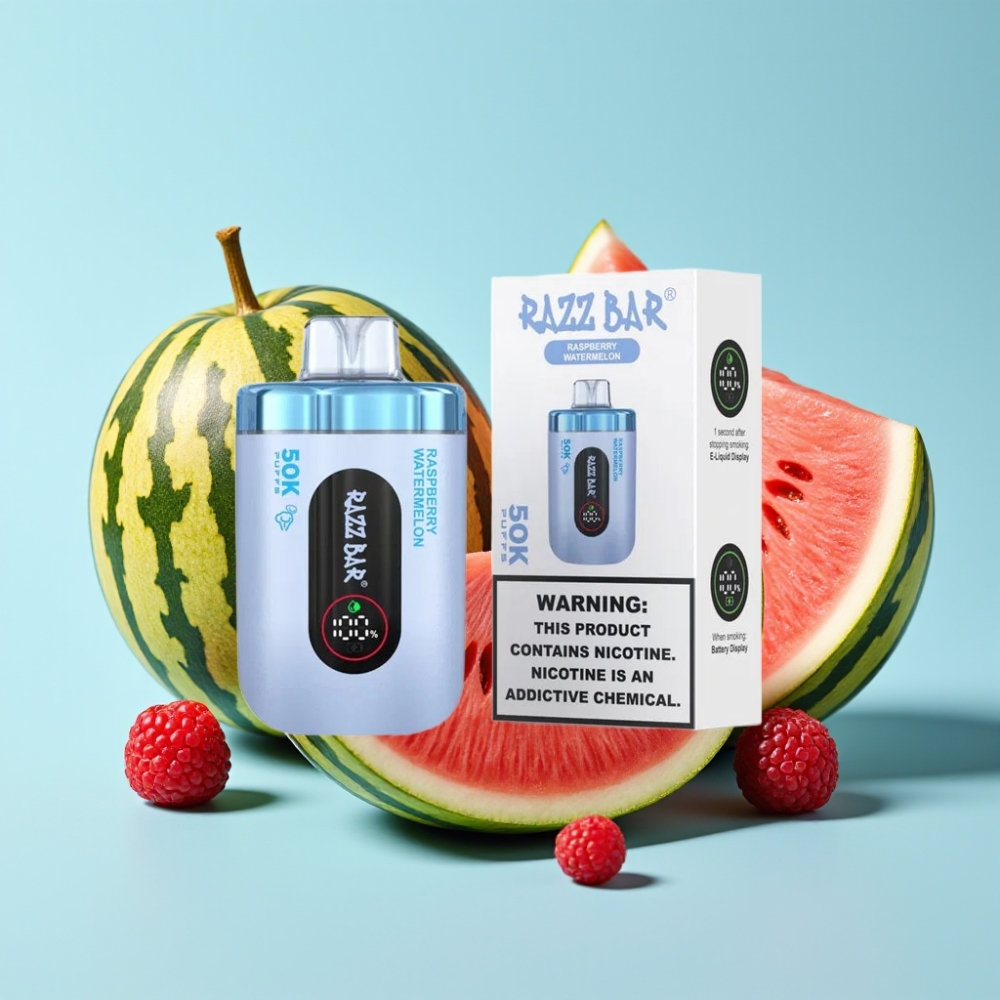 Razz Bar 50K Puffs 1.0 Ohm Mesh 650mAh Type-C 2% Vadelma-Arbuusi