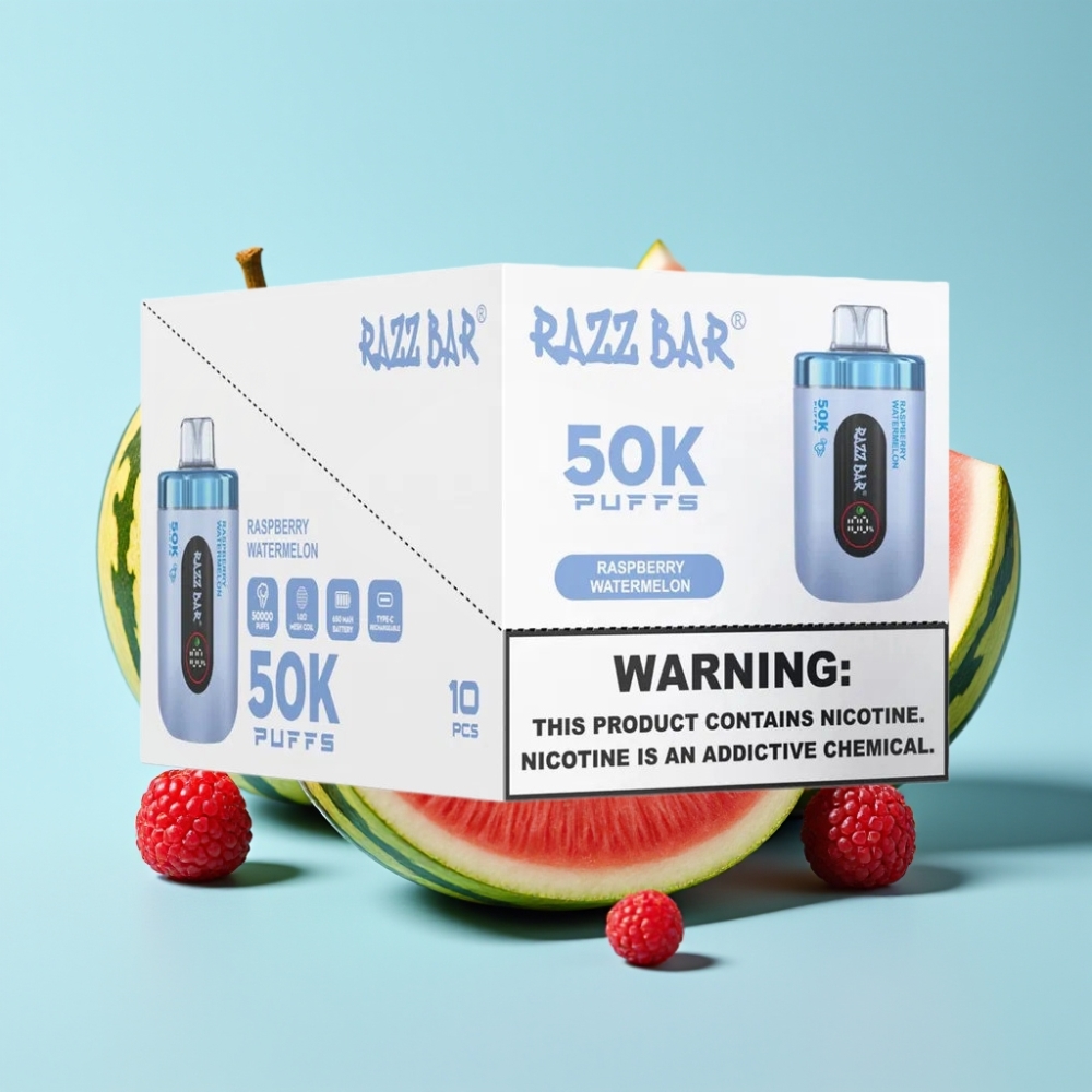 Razz Bar 50K Puffs 1.0 Ohm Mesh 650mAh Type-C 2% Vadelma-Arbuusi