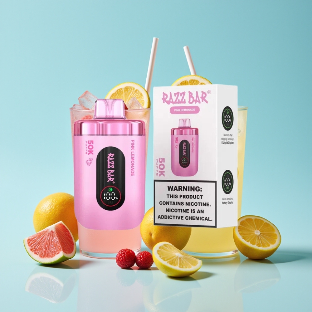 Razz Bar 50K Puffs Type-C Ladattu 650 Mah Akku 1.0 Ohm Verkko Roola Pinkki Sitruunalimonaadi